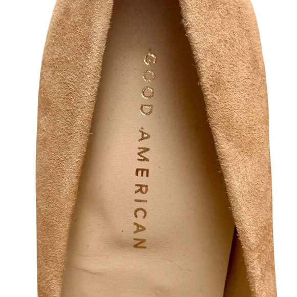 New GOOD AMERICAN The Icon Nude Suede Pointed Toe Pumps 4" Heel Women's 8.5 - Picture 3 of 12